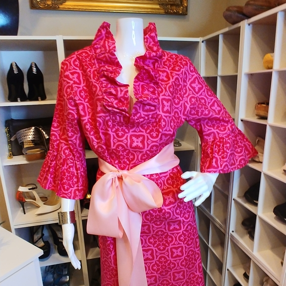 NATTIE MACK RUFFLE BELL SLEEVE DRESS XS - Picture 3 of 6